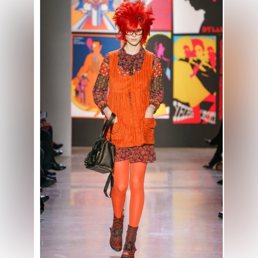 Anna Sui Runway Fall 2019 Orange Peplum Top